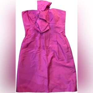 J. Crew Formal Cocktail Bow Pink Strapless Mini Dress Size 2